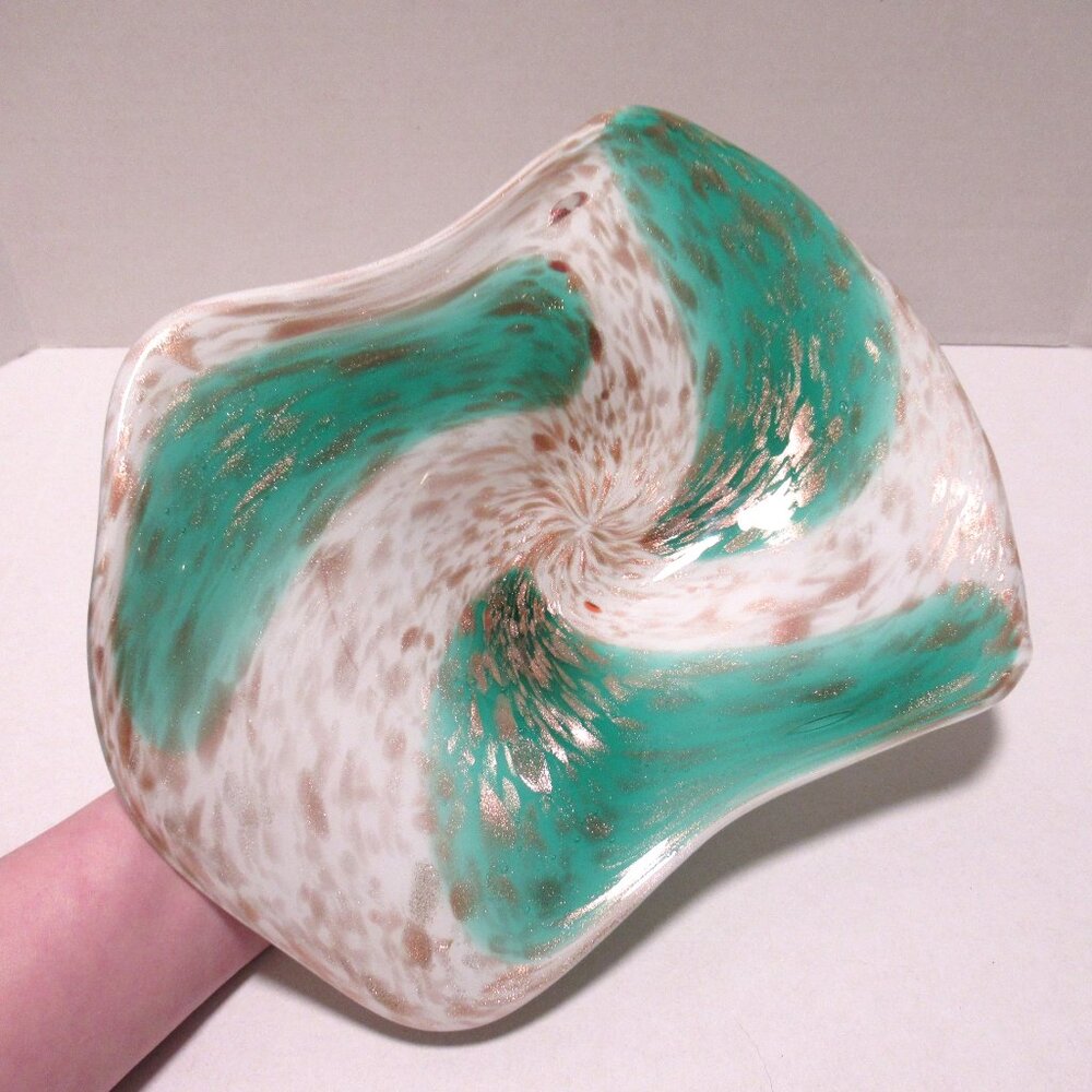 Swirled Green and White Glass Platter